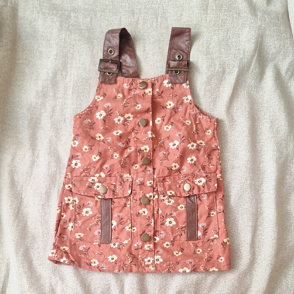 Floral Brown Kids Overalls, 18m
